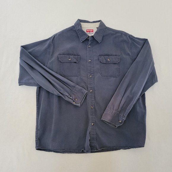 Wrangler Other - Wrangler Button Down Shirt Mens XL Blue Faded Long Sleeve Work Shirt